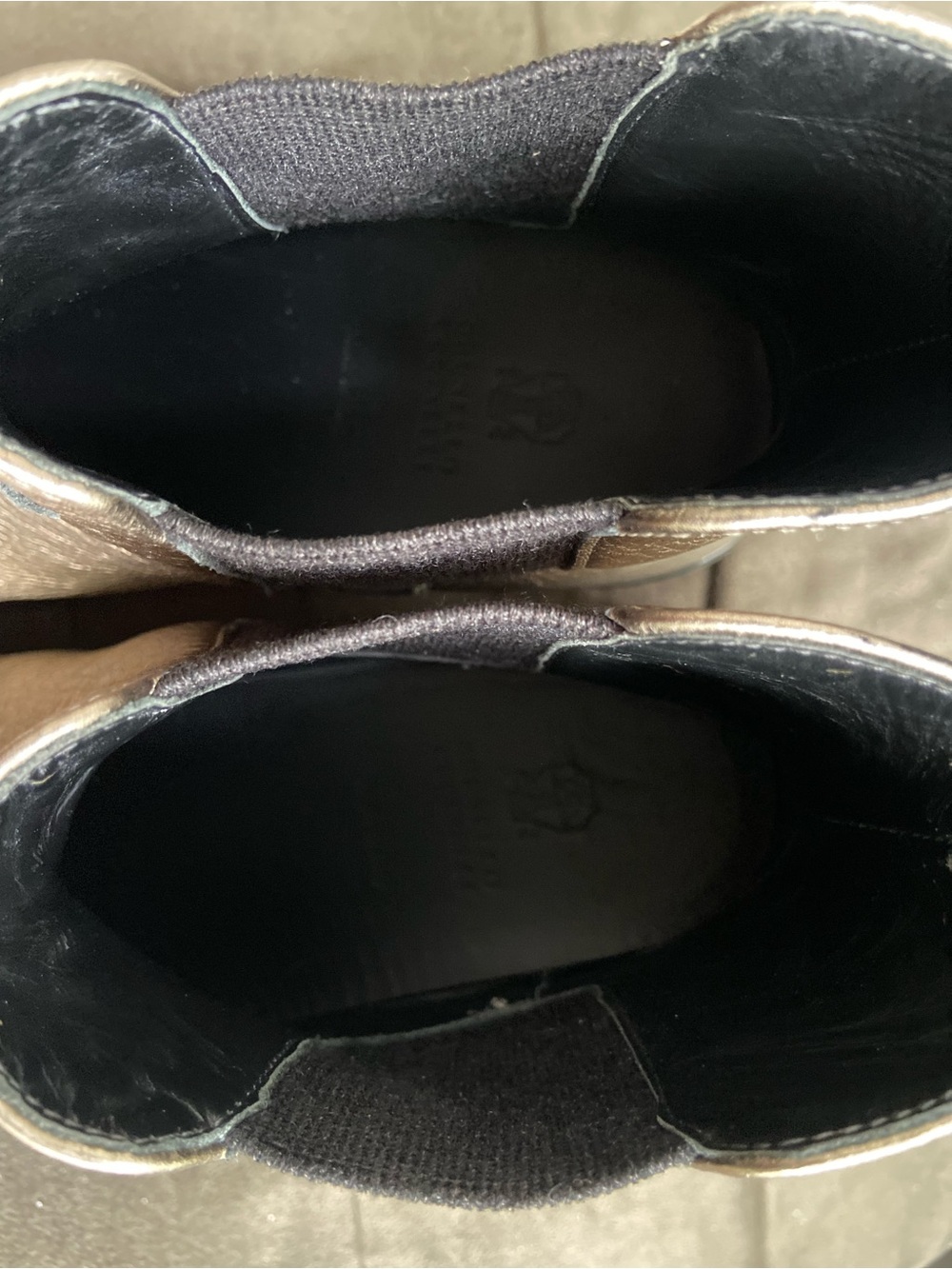 Brunello Cucinelli Metallic Gold Leather Chelsea Boot - Picture 11 of 14